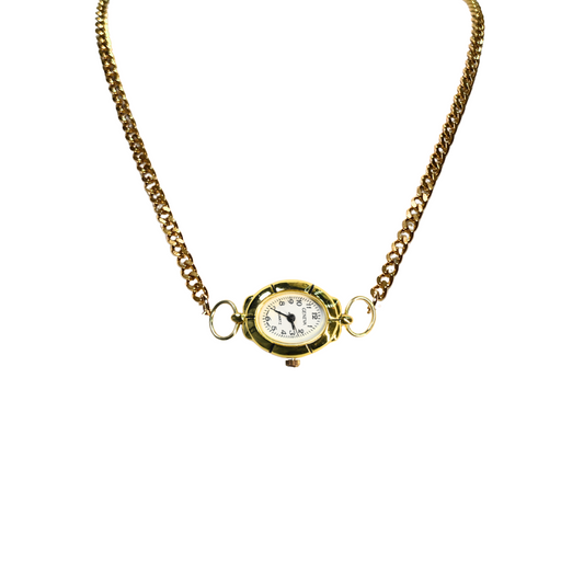 Customize: Single Dial Watch Choker Necklace (Gold)