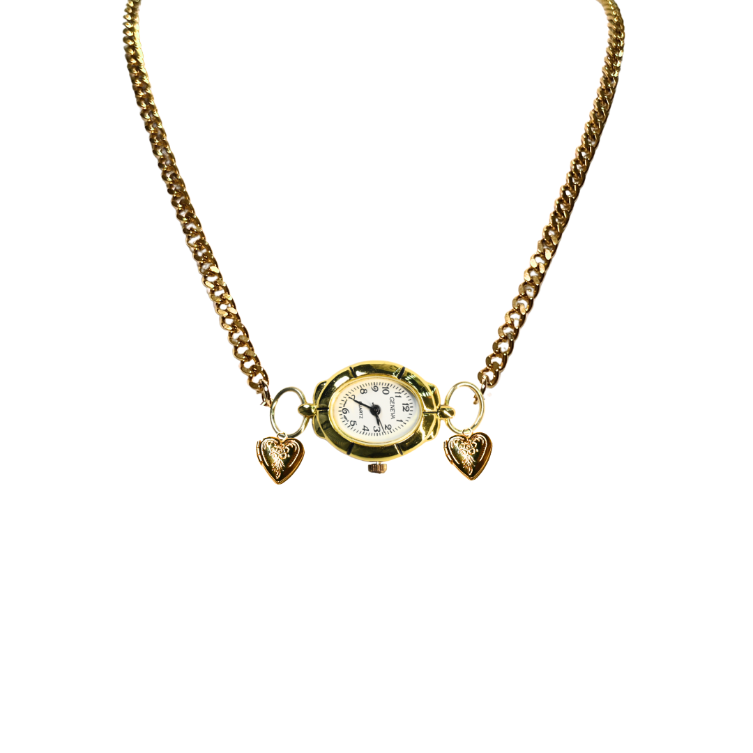 Customize: Single Dial Watch Choker Necklace (Gold)