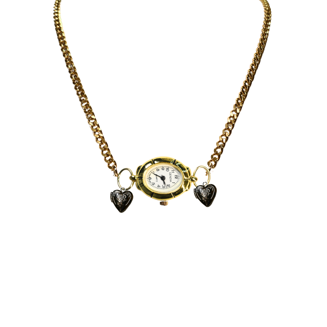 Customize: Single Dial Watch Choker Necklace (Gold)