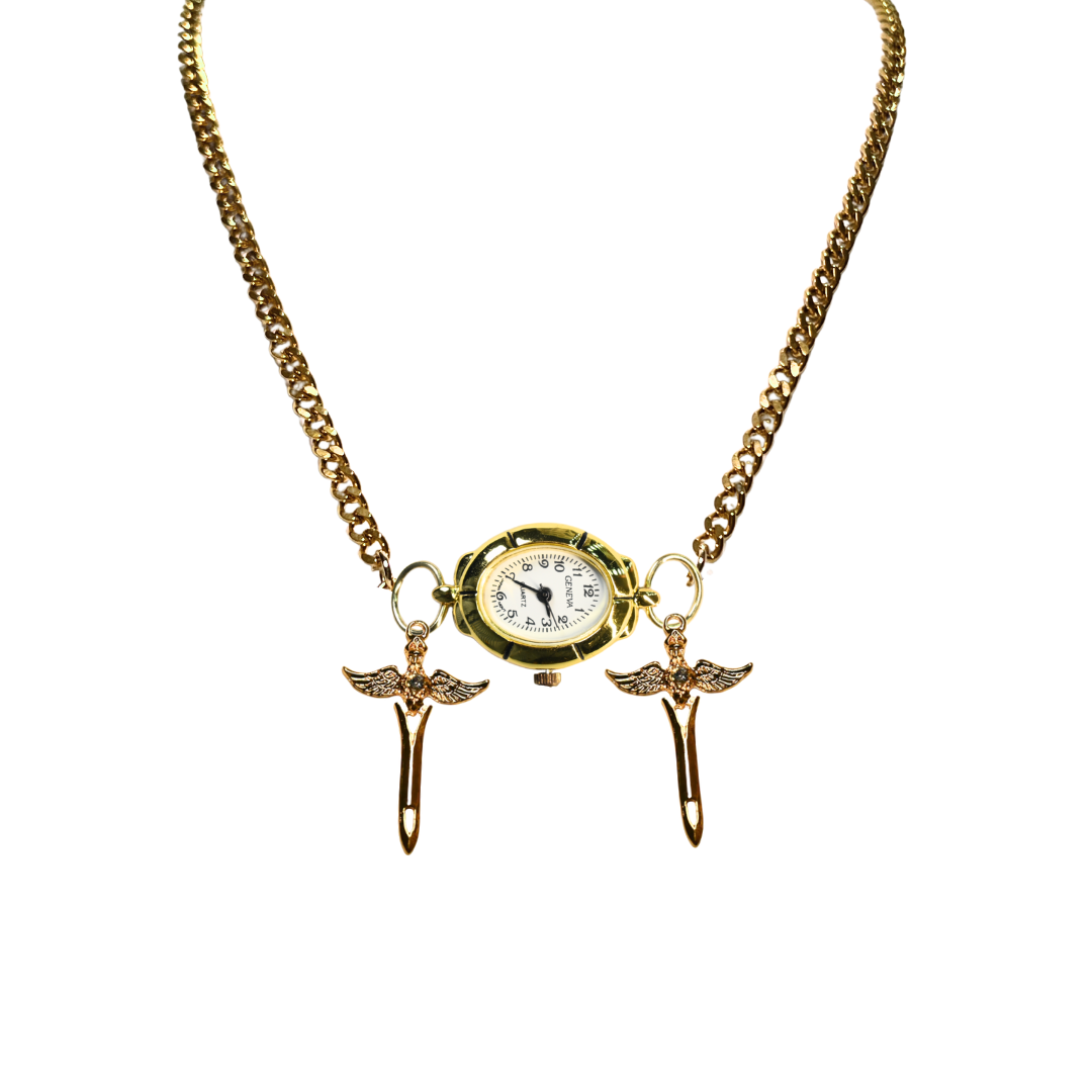 Customize: Single Dial Watch Choker Necklace (Gold)