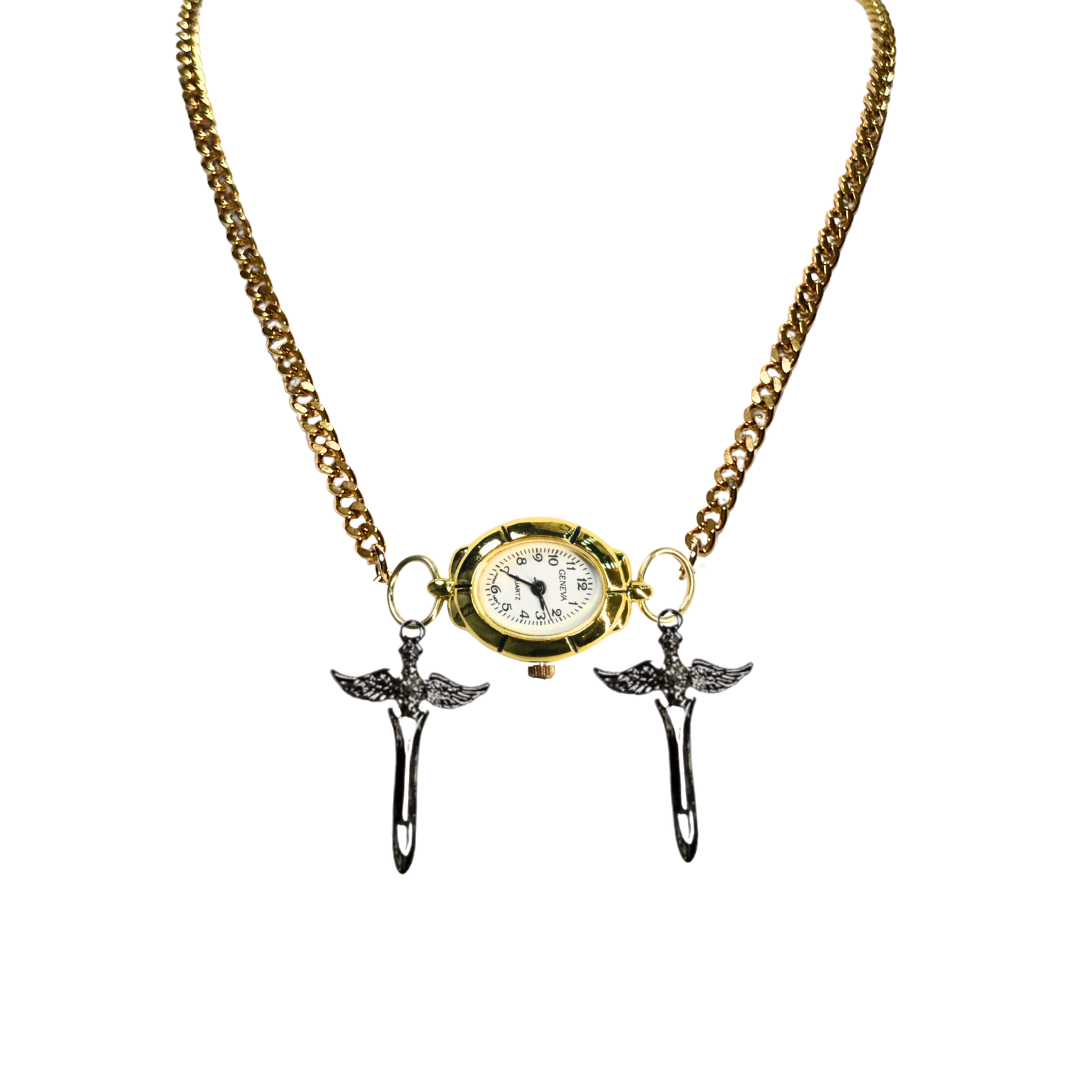Customize: Single Dial Watch Choker Necklace (Gold)
