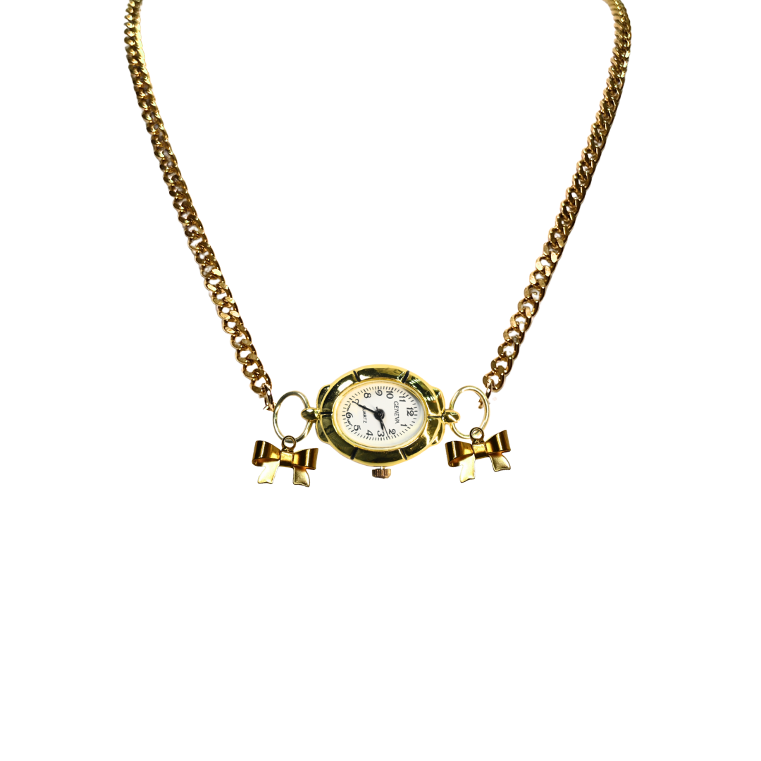 Customize: Single Dial Watch Choker Necklace (Gold)