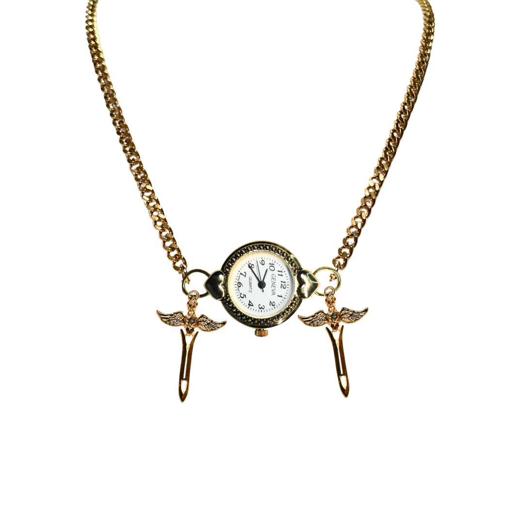 Customize: Single Dial Watch Choker Necklace (Gold)