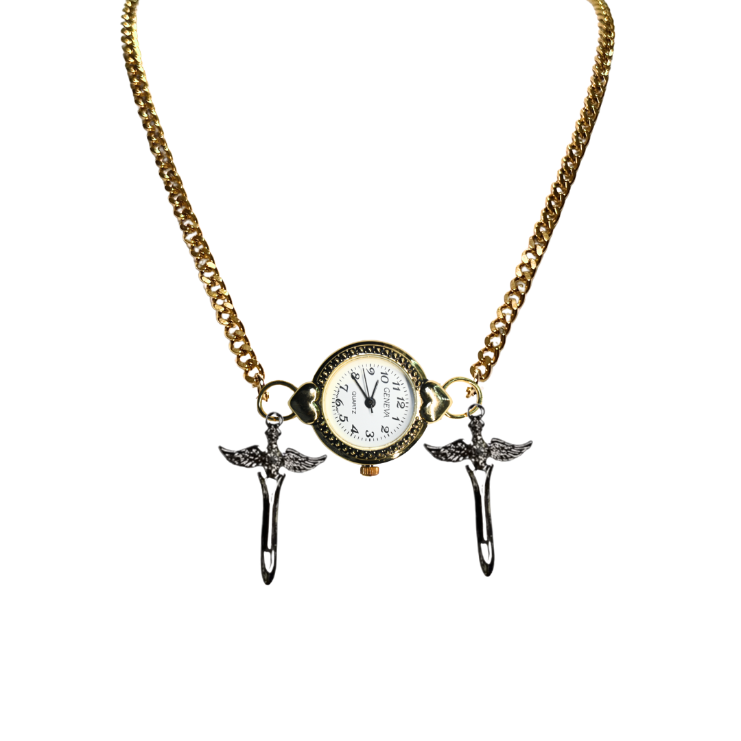 Customize: Single Dial Watch Choker Necklace (Gold)