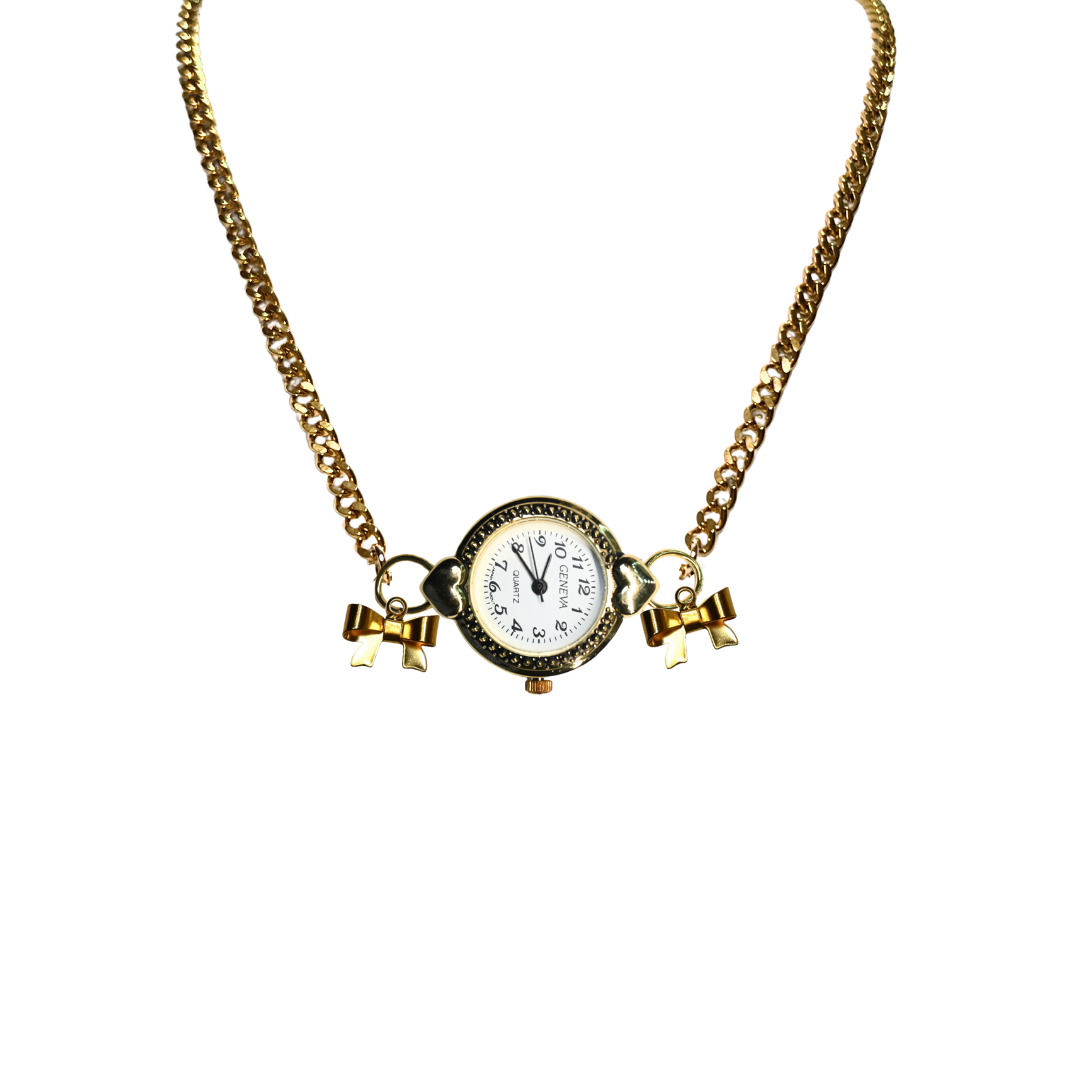 Customize: Single Dial Watch Choker Necklace (Gold)