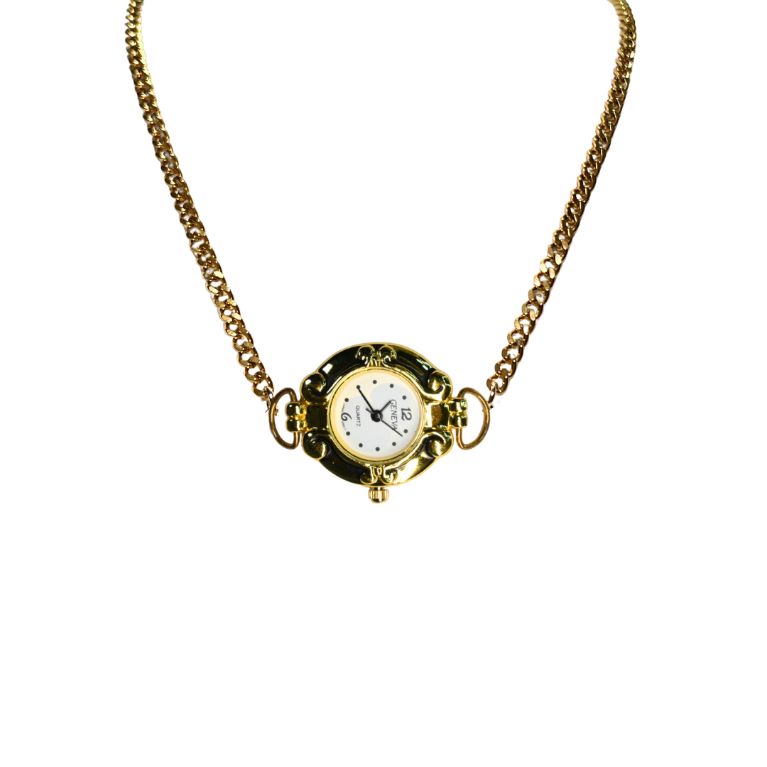 Customize: Single Dial Watch Choker Necklace (Gold)