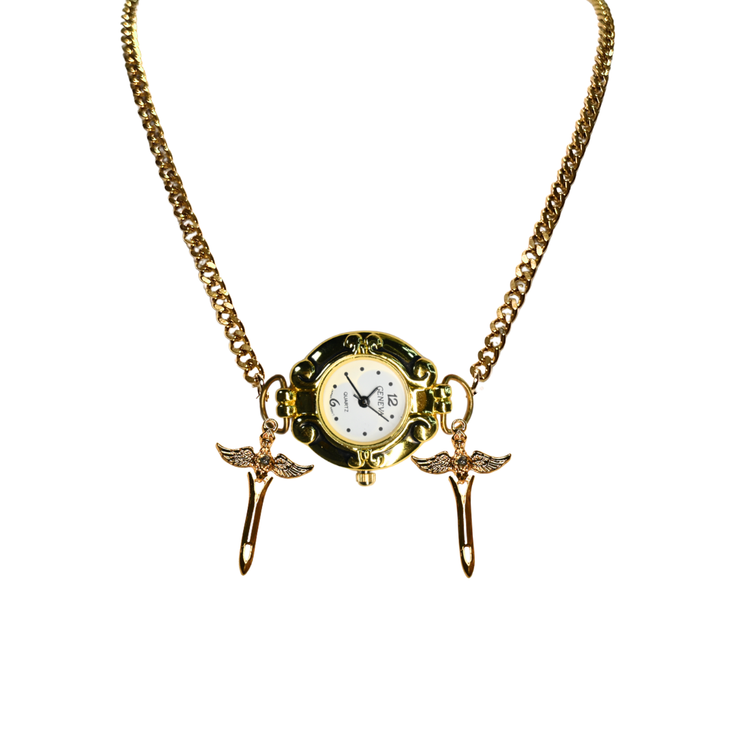 Customize: Single Dial Watch Choker Necklace (Gold)
