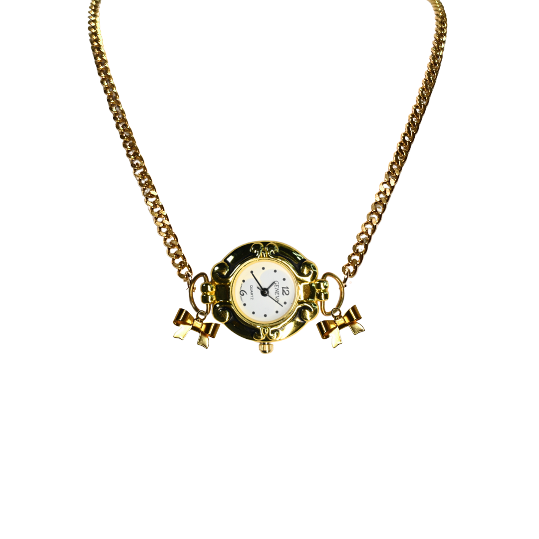 Customize: Single Dial Watch Choker Necklace (Gold)