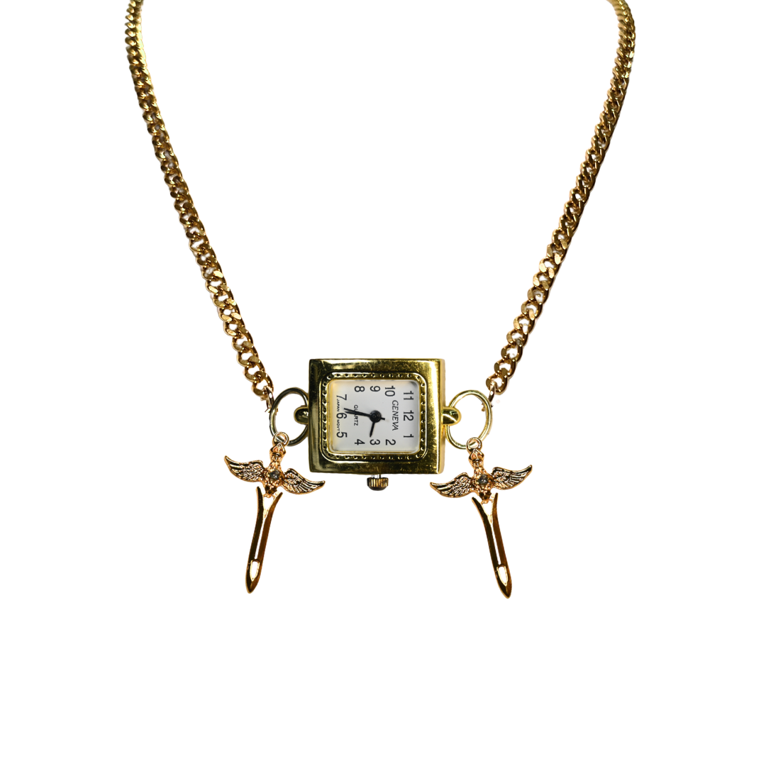 Customize: Single Dial Watch Choker Necklace (Gold)