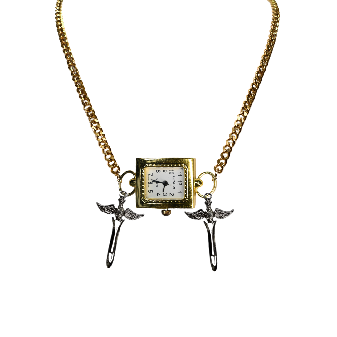 Customize: Single Dial Watch Choker Necklace (Gold)