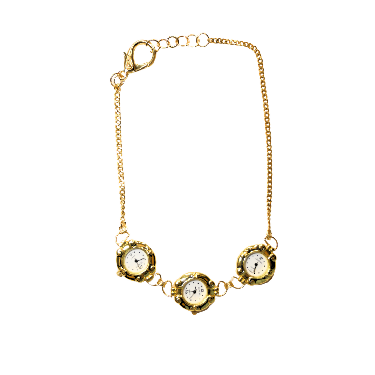 Triple Circular Gold Watch Chain Choker