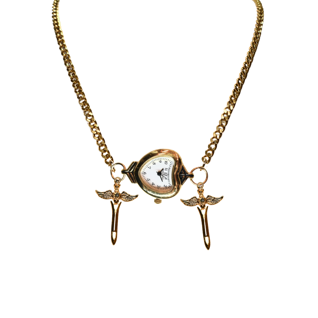 Customize: Single Dial Watch Choker Necklace (Gold)