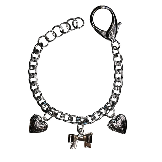 Silver Coquette Charm Bracelet