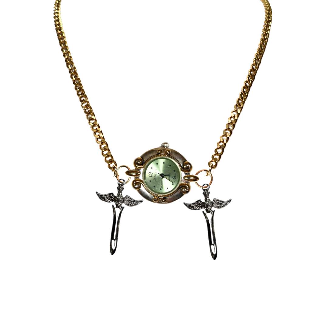 Customize: Single Dial Watch Choker Necklace (Gold)