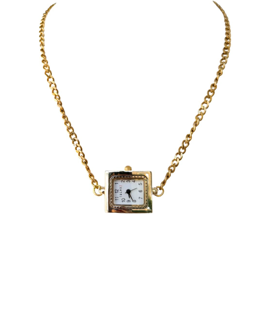 Single Gold Rectangle Watch Necklace