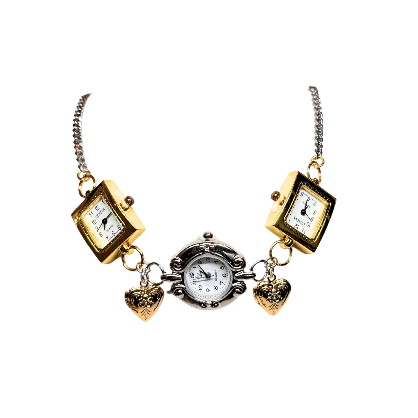 Mixed Metals Gold & Silver Watch Necklace