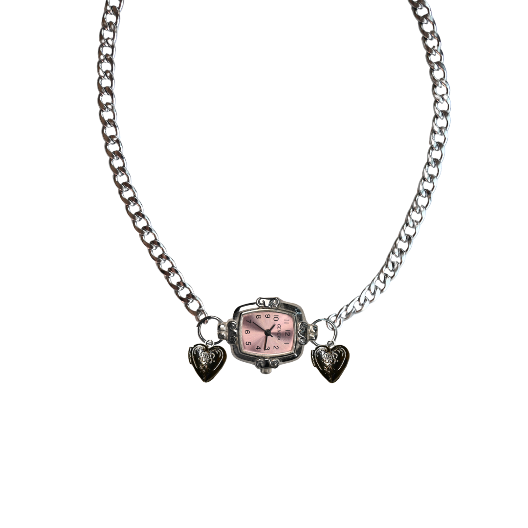 Customize: Single Dial Watch Choker Necklace (Silver)
