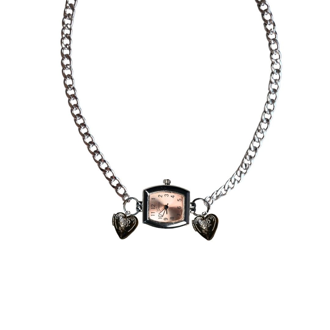 Customize: Single Dial Watch Choker Necklace (Silver)