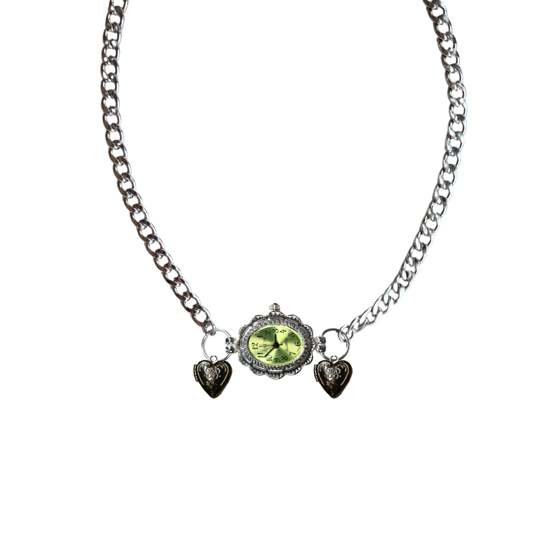 Customize: Single Dial Watch Choker Necklace (Silver)