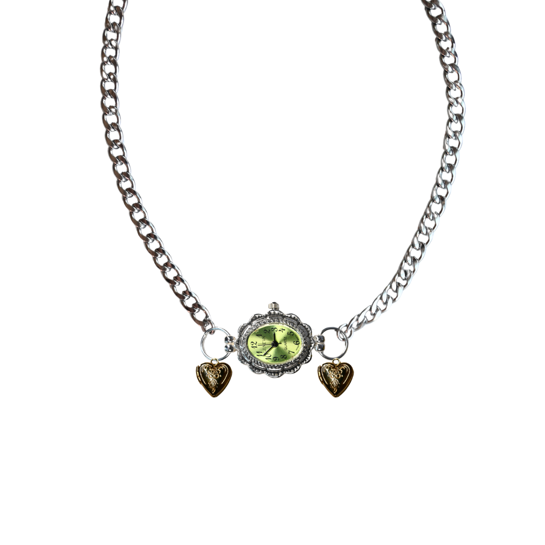 Customize: Single Dial Watch Choker Necklace (Silver)