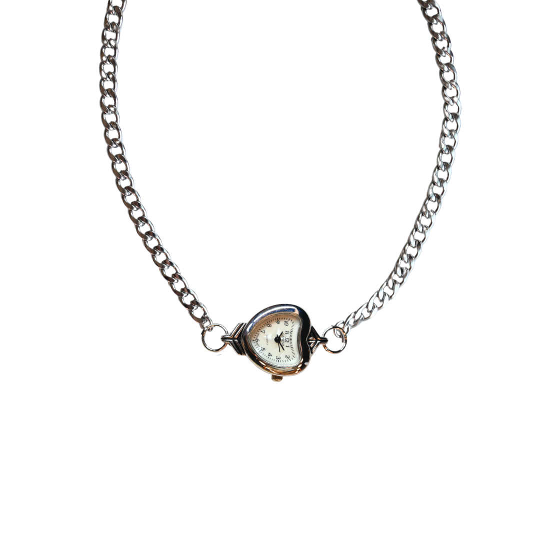 Customize: Single Dial Watch Choker Necklace (Silver)