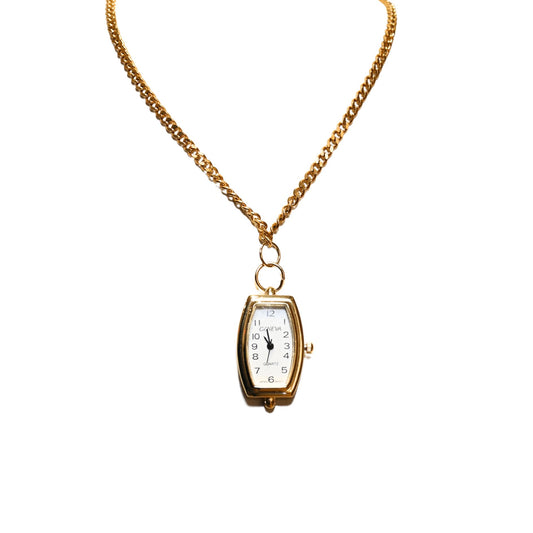Gold Rectangle Watch Necklace