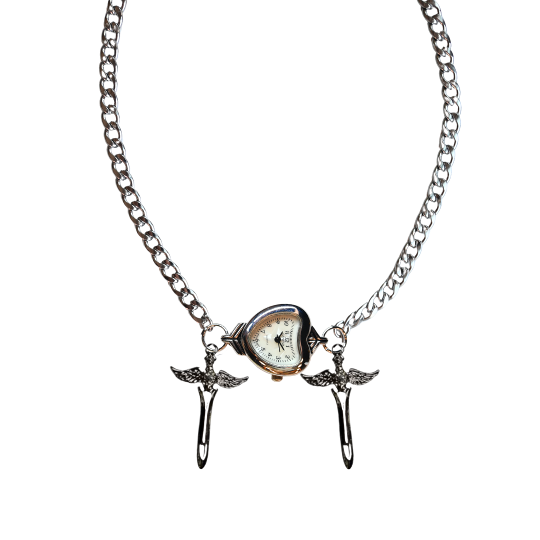 Customize: Single Dial Watch Choker Necklace (Silver)