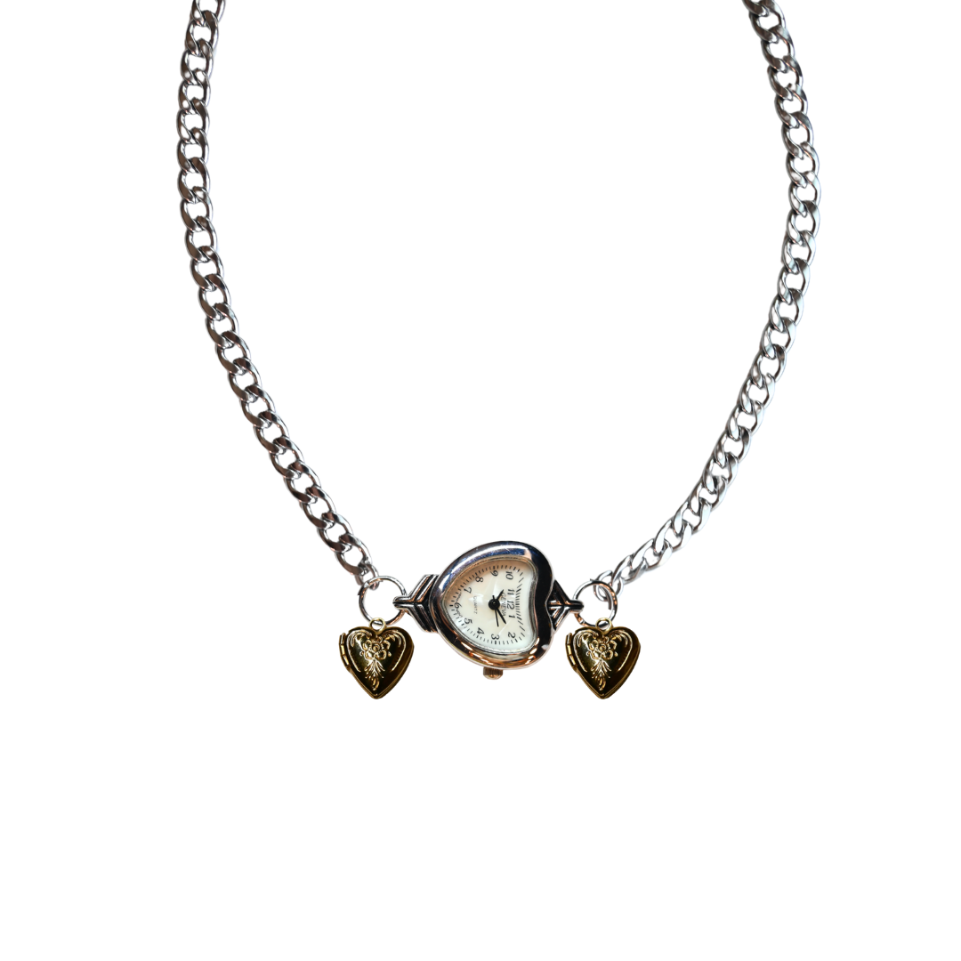 Customize: Single Dial Watch Choker Necklace (Silver)