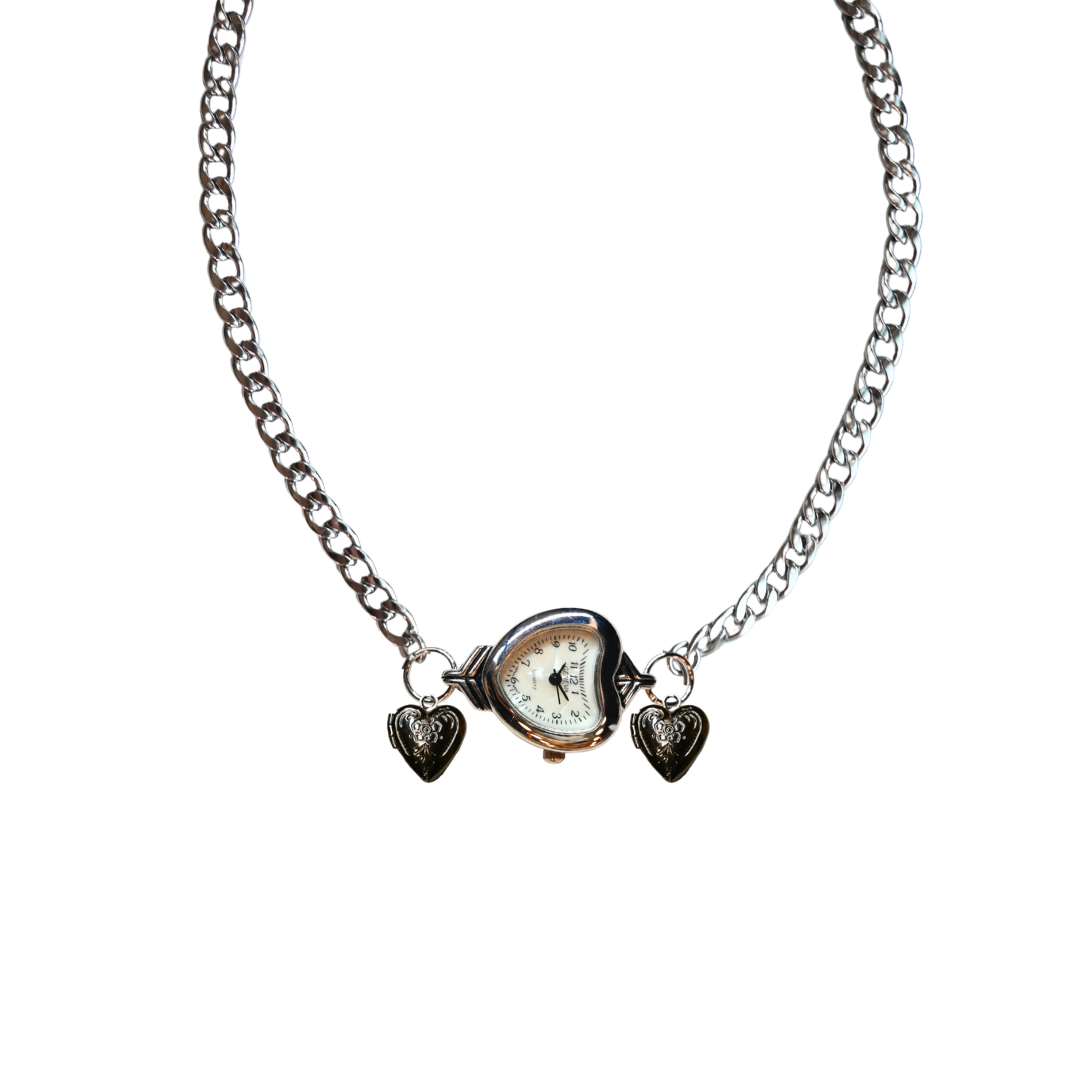Customize: Single Dial Watch Choker Necklace (Silver)