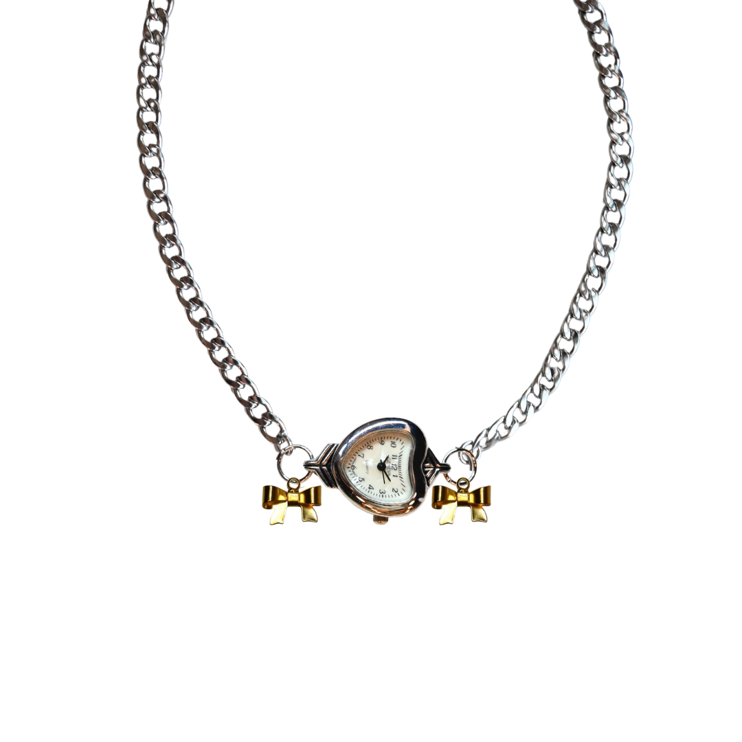 Customize: Single Dial Watch Choker Necklace (Silver)