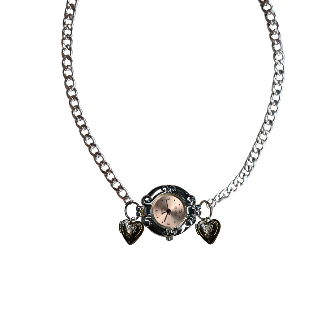 Customize: Single Dial Watch Choker Necklace (Silver)