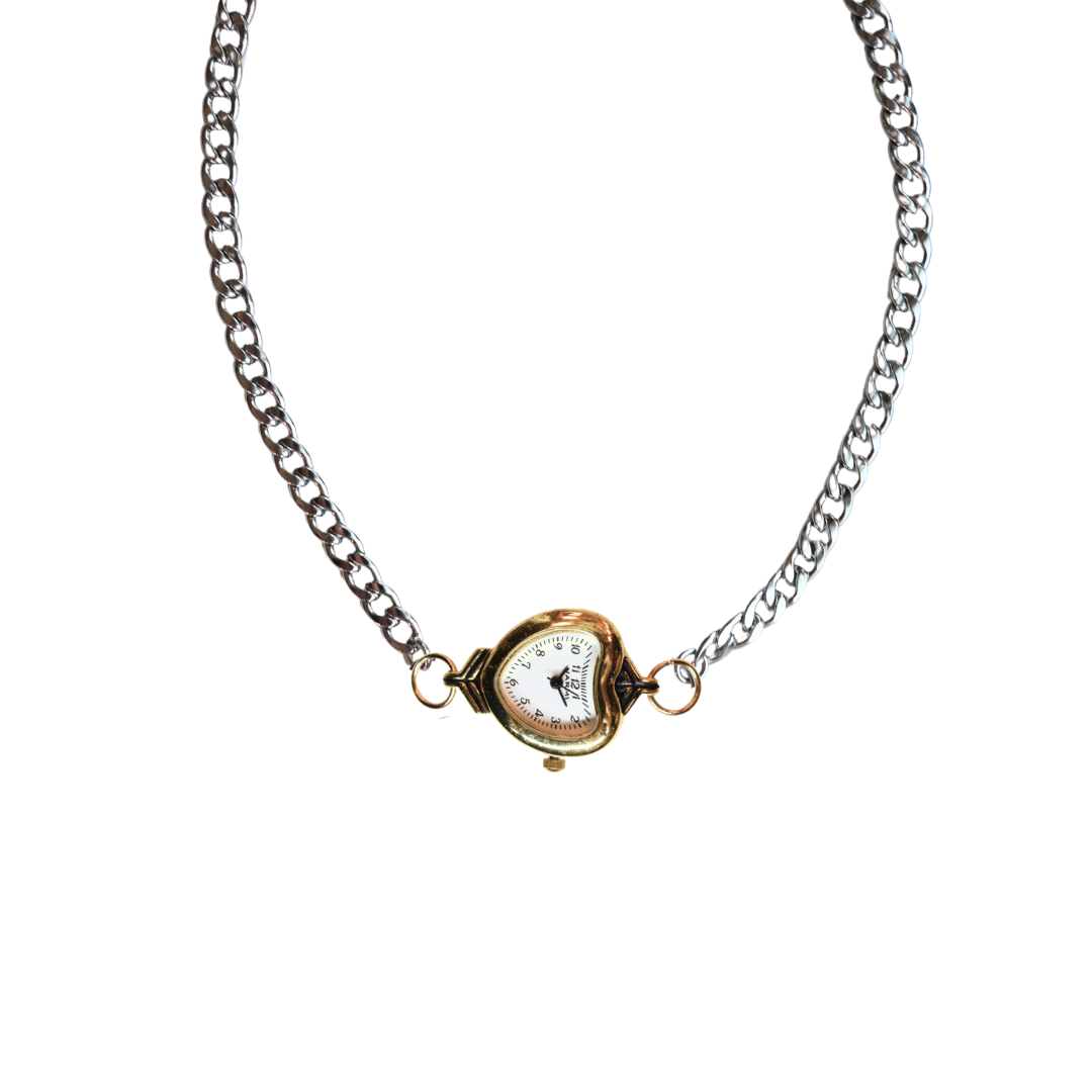 Customize: Single Dial Watch Choker Necklace (Silver)