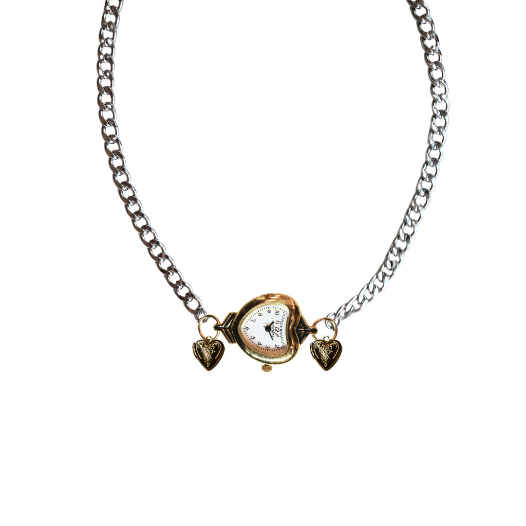 Customize: Single Dial Watch Choker Necklace (Silver)
