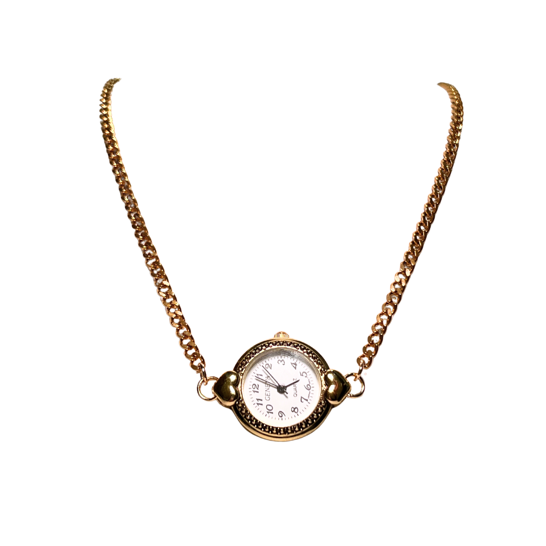 Gold Heart Watch Choker