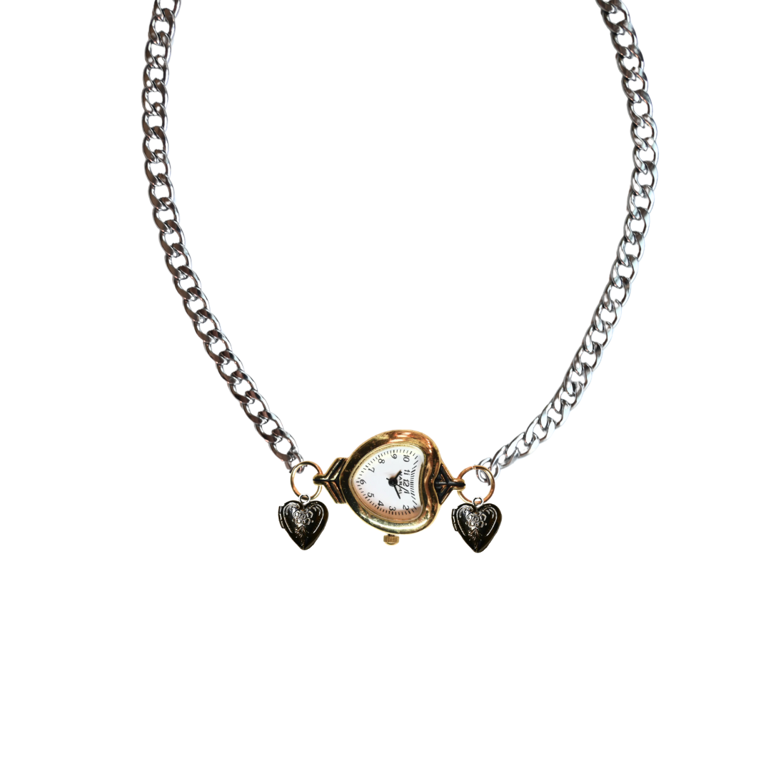 Customize: Single Dial Watch Choker Necklace (Silver)