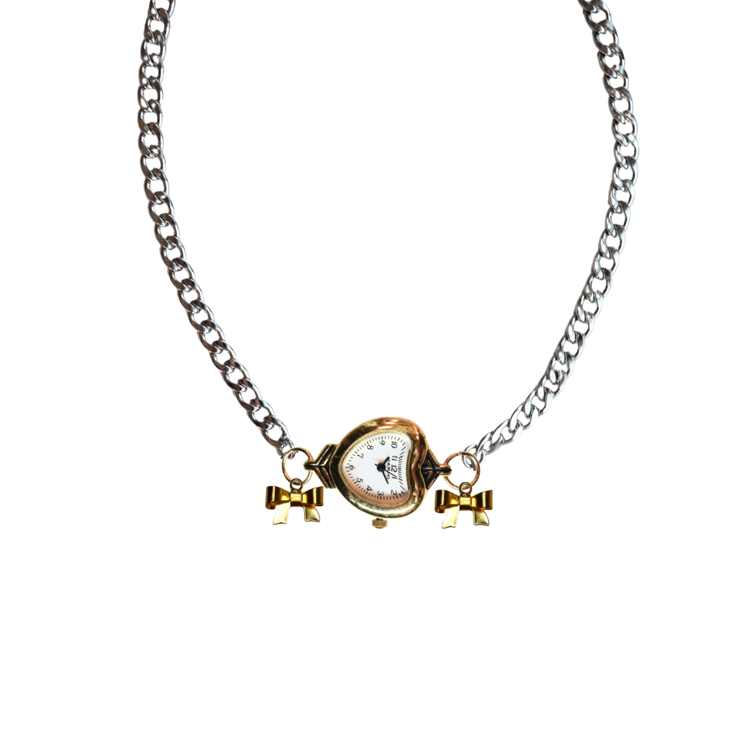 Customize: Single Dial Watch Choker Necklace (Silver)