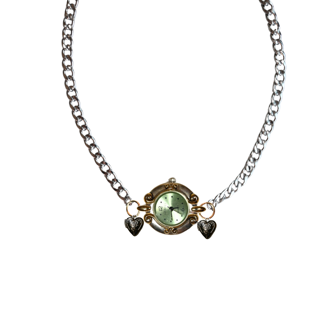 Customize: Single Dial Watch Choker Necklace (Silver)