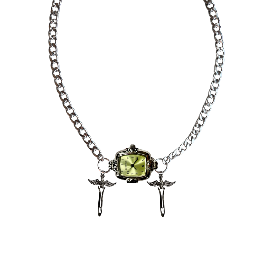 Customize: Single Dial Watch Choker Necklace (Silver)