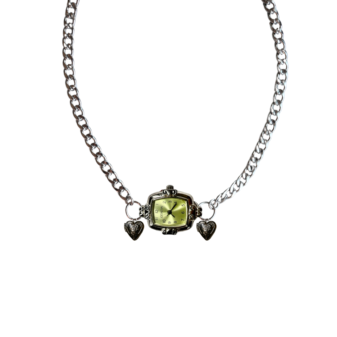 Customize: Single Dial Watch Choker Necklace (Silver)