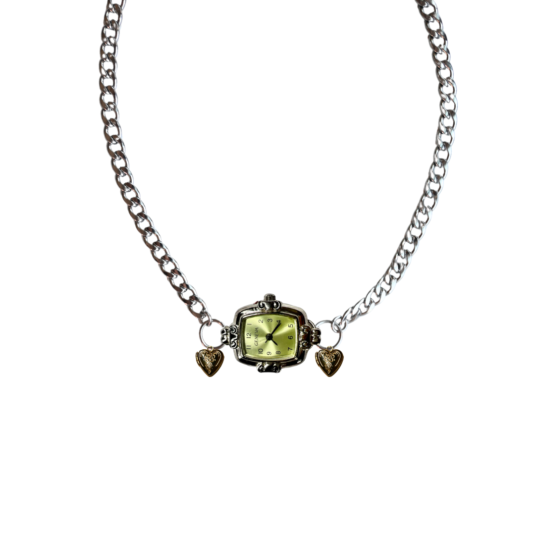 Customize: Single Dial Watch Choker Necklace (Silver)