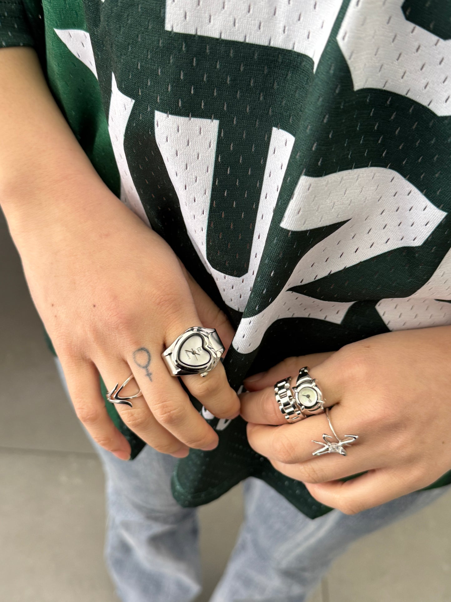 Silver Branded Watch Ring
