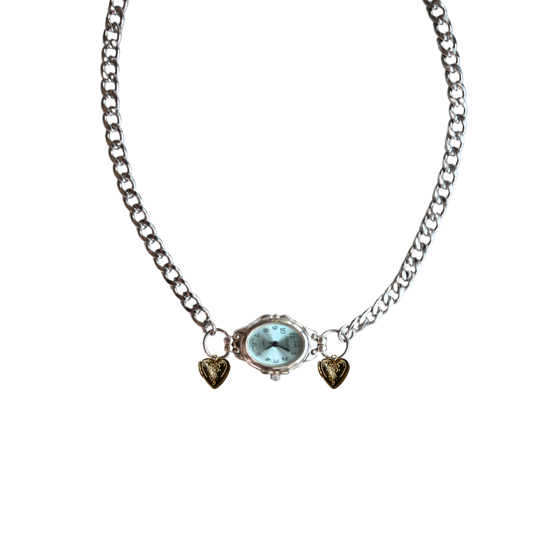 Customize: Single Dial Watch Choker Necklace (Silver)