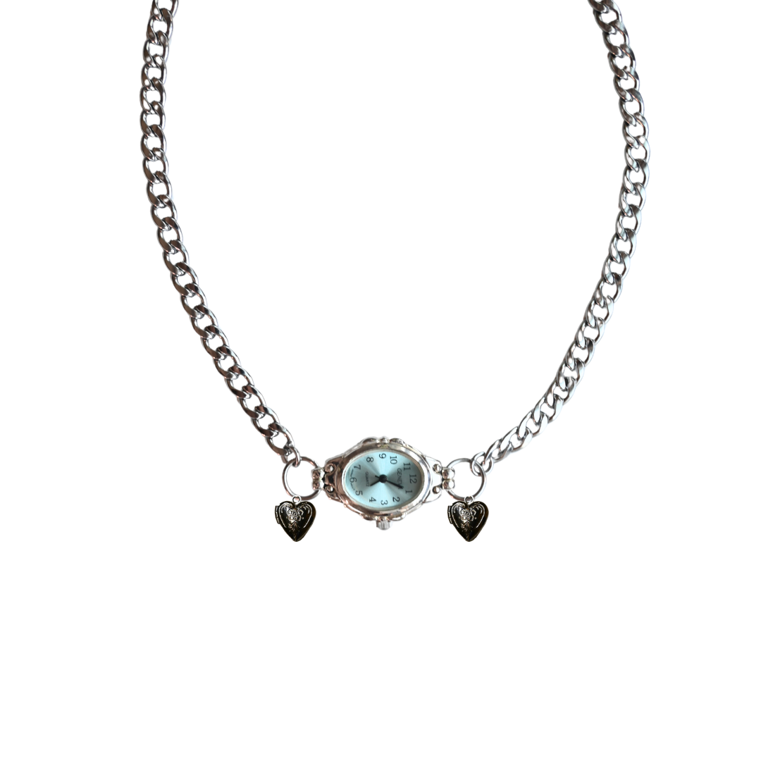 Customize: Single Dial Watch Choker Necklace (Silver)