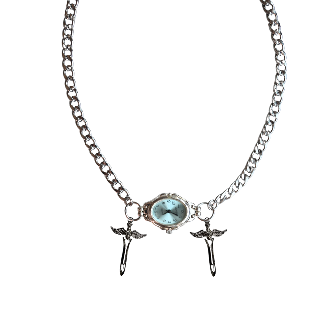 Customize: Single Dial Watch Choker Necklace (Silver)