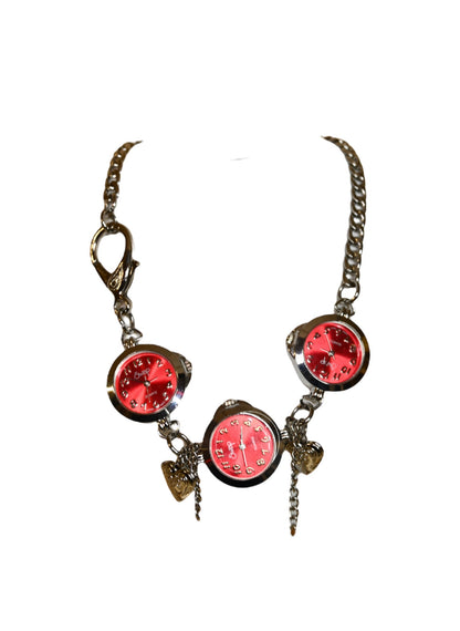 Queen of Hearts Red Watch Necklace