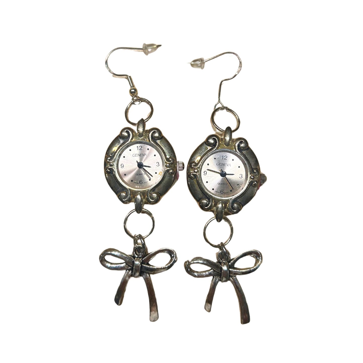 Pink Bow Watch Earrings