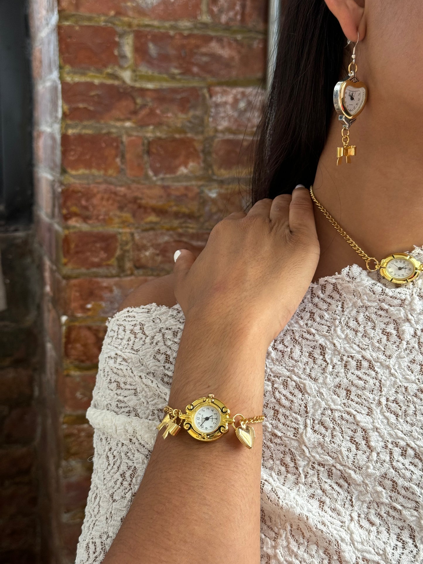 Gold Circular Watch Charm Bracelet