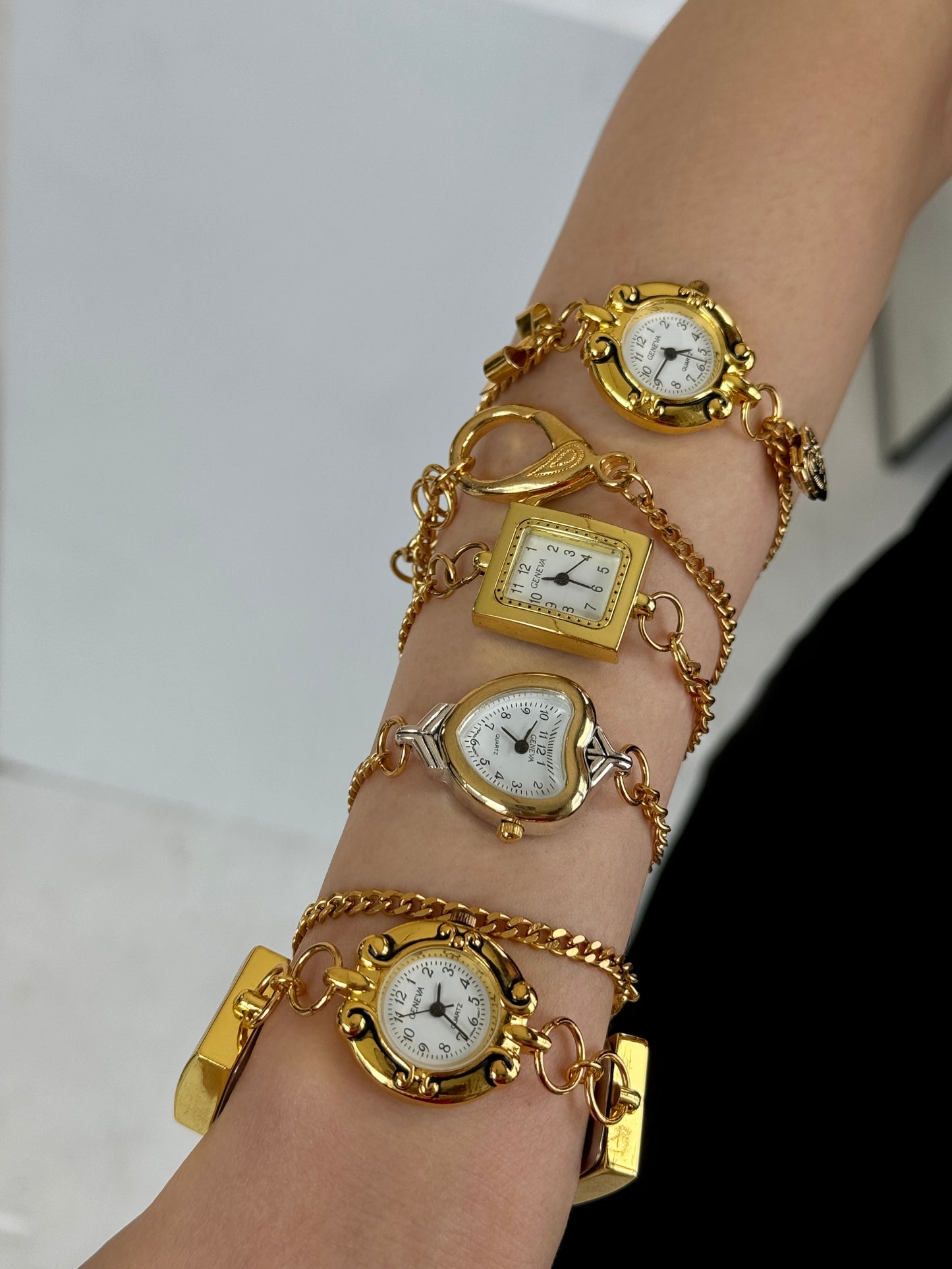 Gold Circular Watch Charm Bracelet