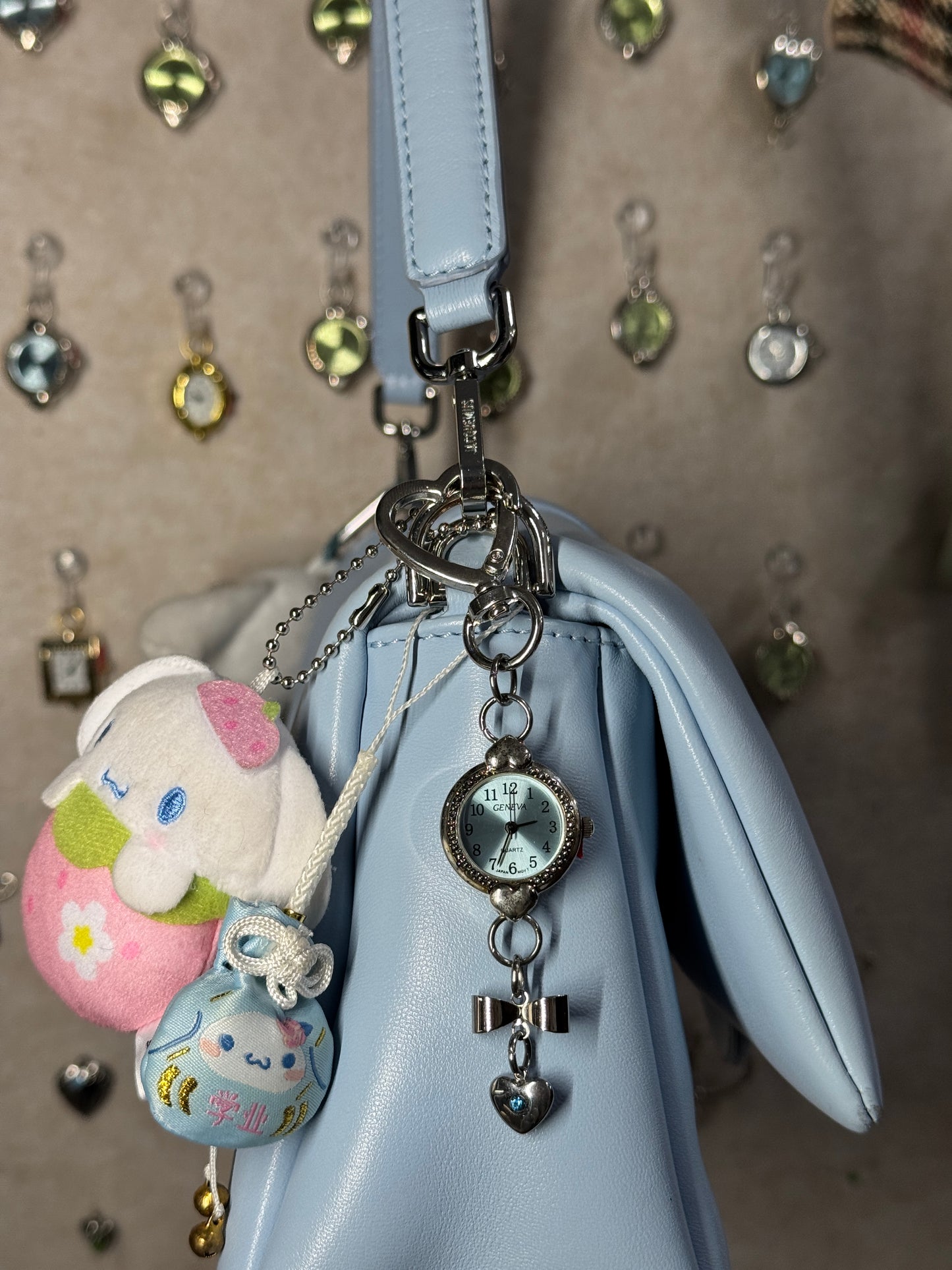 Blue Silver Gem Bag Charm
