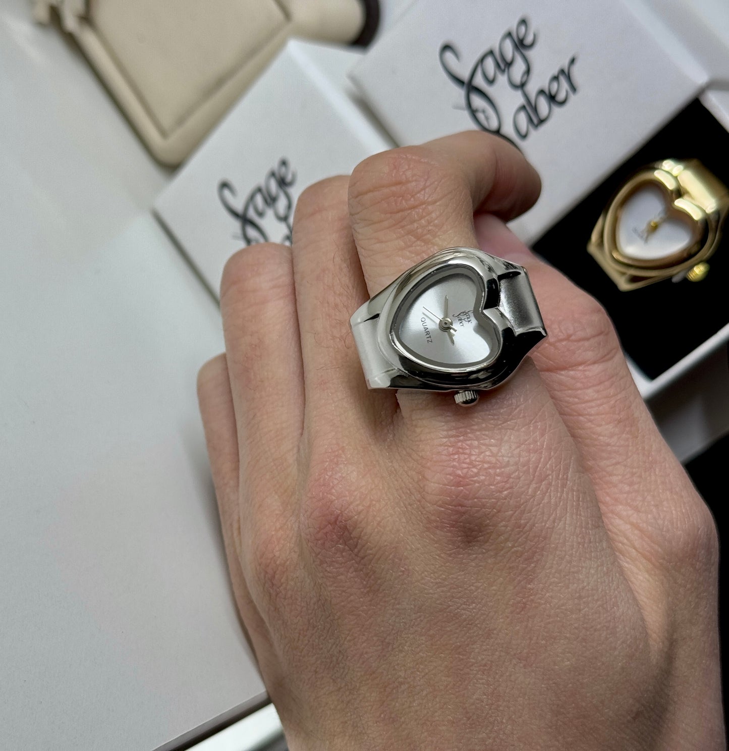 Silver Branded Watch Ring